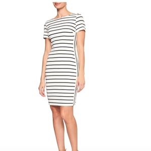 Stripe Knit V-Back Sheath Dress